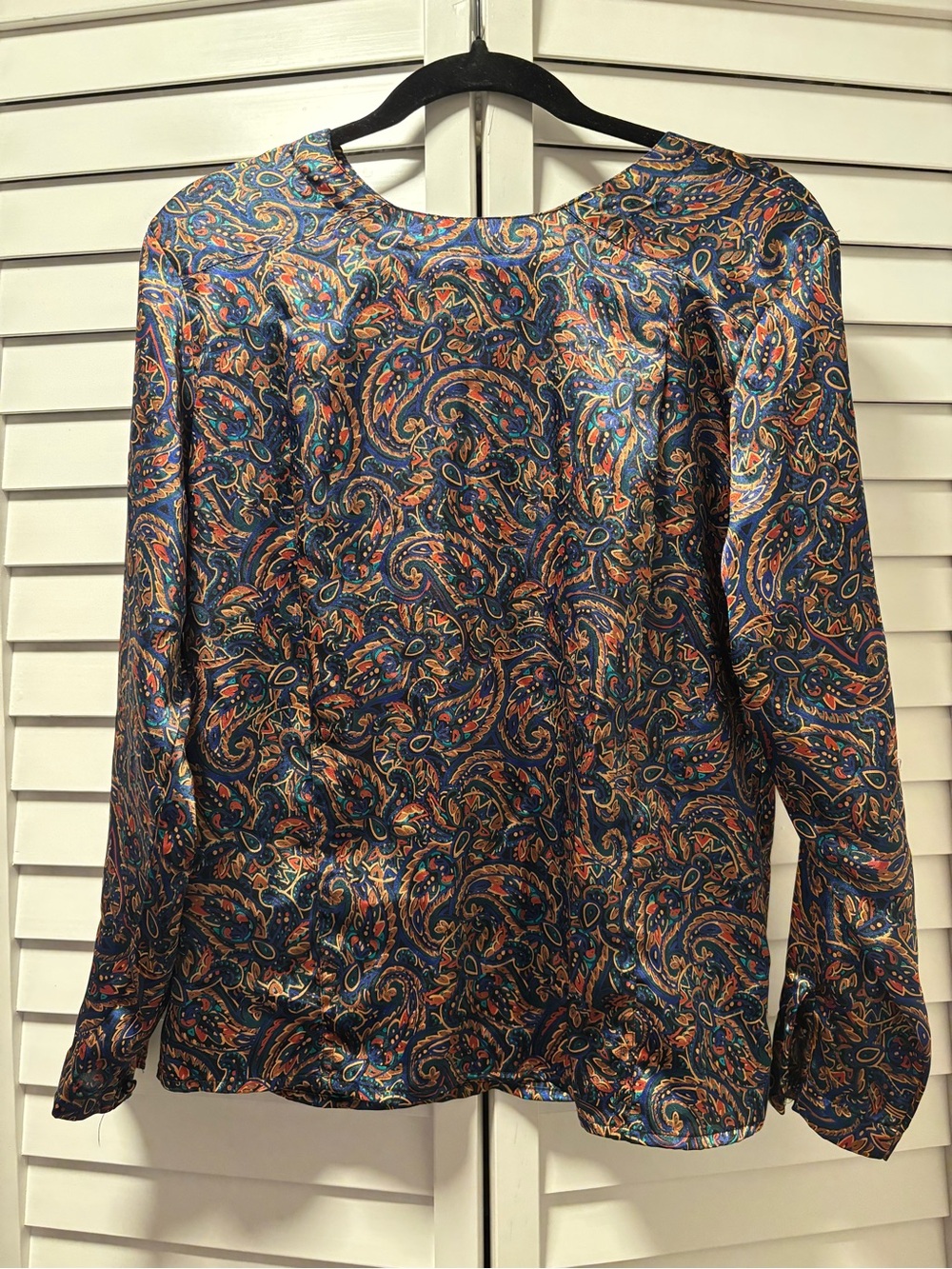 Michelle Stuart Navy Paisley Long-Sleeve Blouse